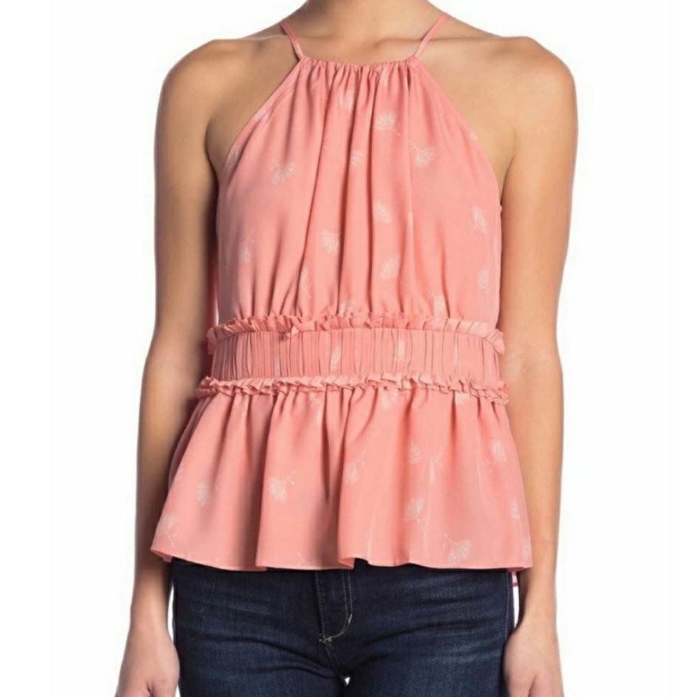 Joie NWT Shawnette Sleeveless Blouse Top Medium Peach Peplum